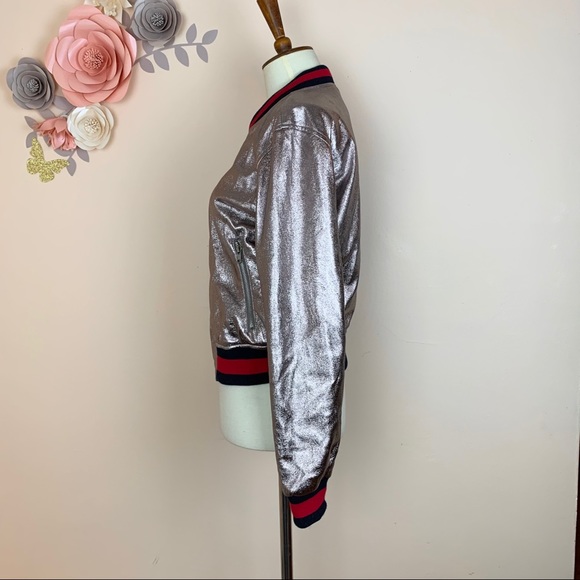 HONEY PUNCH Rose Gold Metallic Bomber - Picture 7 of 11